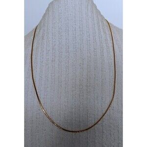 Vintage Unsigned Goldtone Squared Spiga Chain Necklace Long 30 in